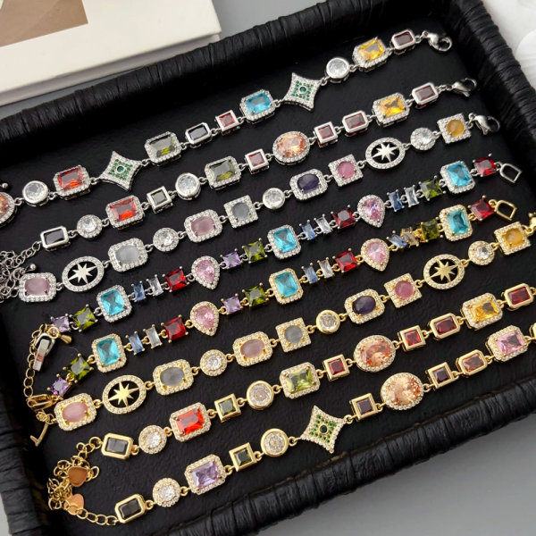 Pave zircon colorful bracelet