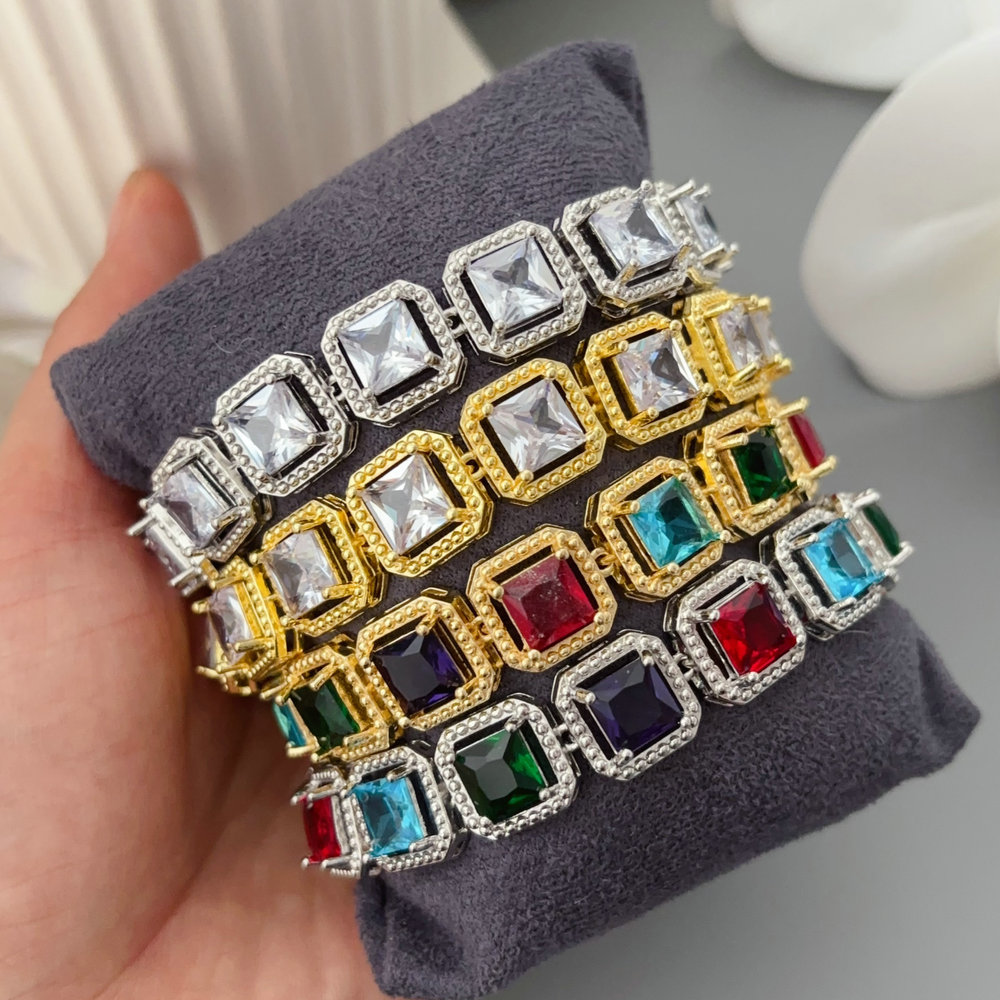 Pave zircon square zircon bracelet
