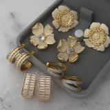 Pave zircon flower earrings