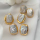Fresh water square pearl earrings