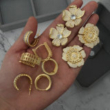 Pave zircon flower earrings