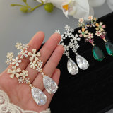 pave zircon chunky flower earrings