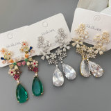 pave zircon chunky flower earrings