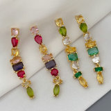 Pave zircon colorful earrings