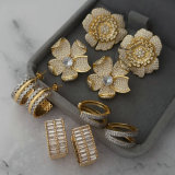 Pave zircon flower earrings