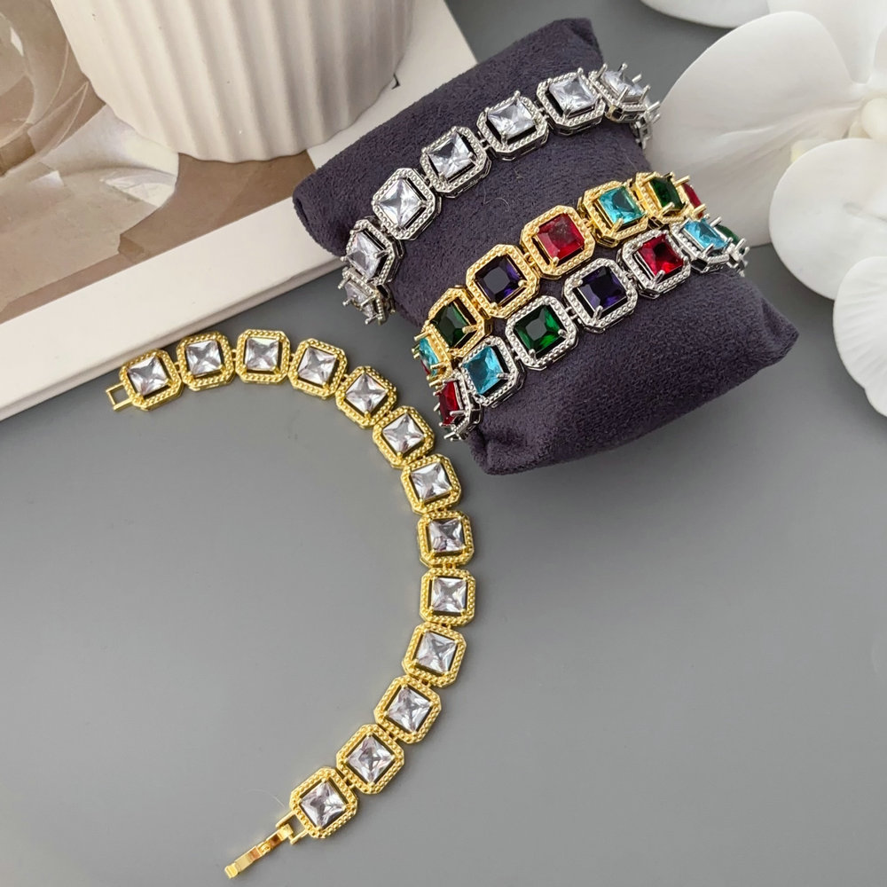 Pave zircon square zircon bracelet