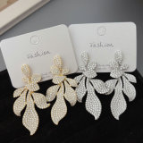 Pave zircon leaf earrings