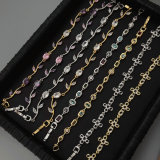 Pave flower cross bracelet