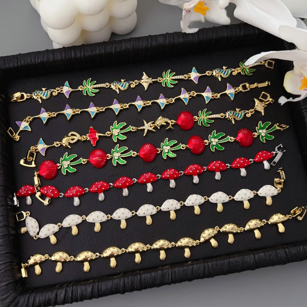 Enamel mushroom bracelet