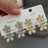 Pave zircon flower earrings