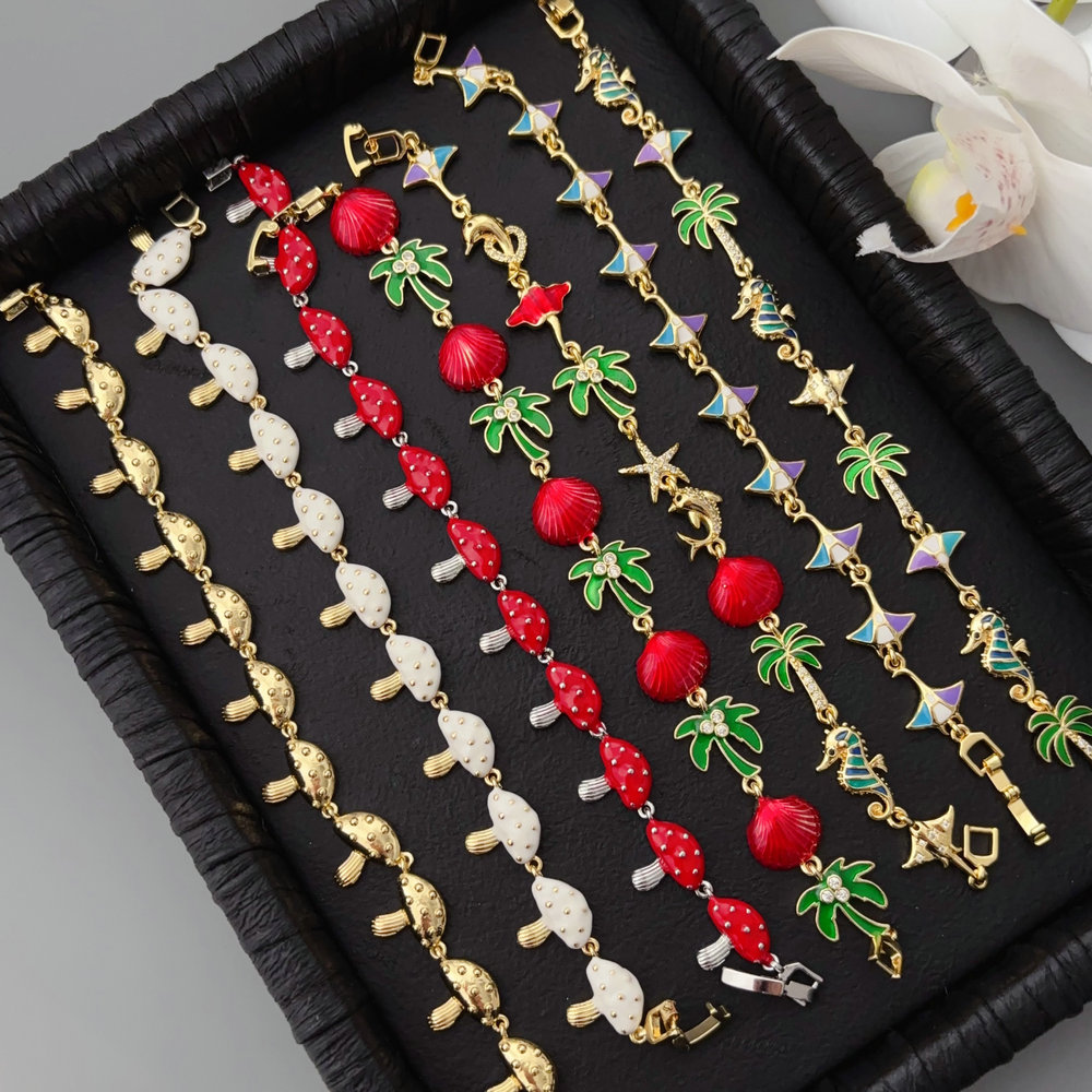 Enamel mushroom bracelet