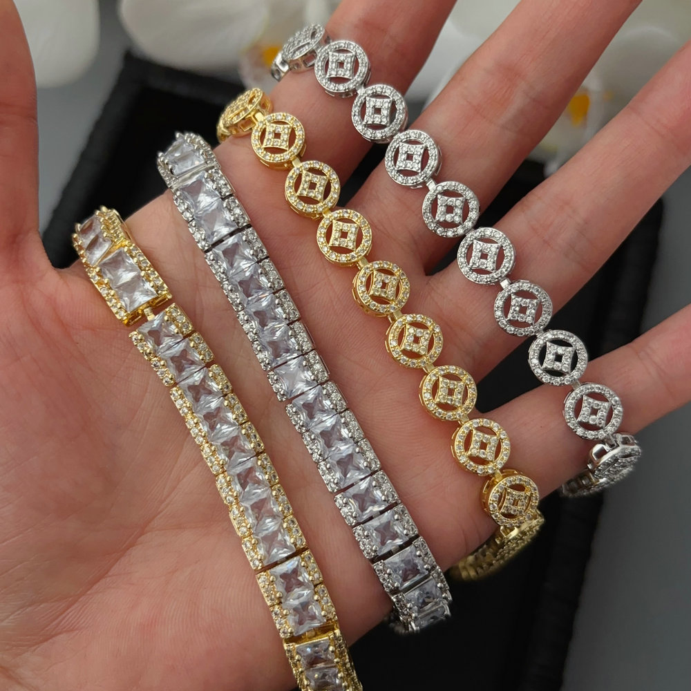 Pave tennis chain bracelet