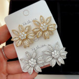 Chunky zircon flower earrings