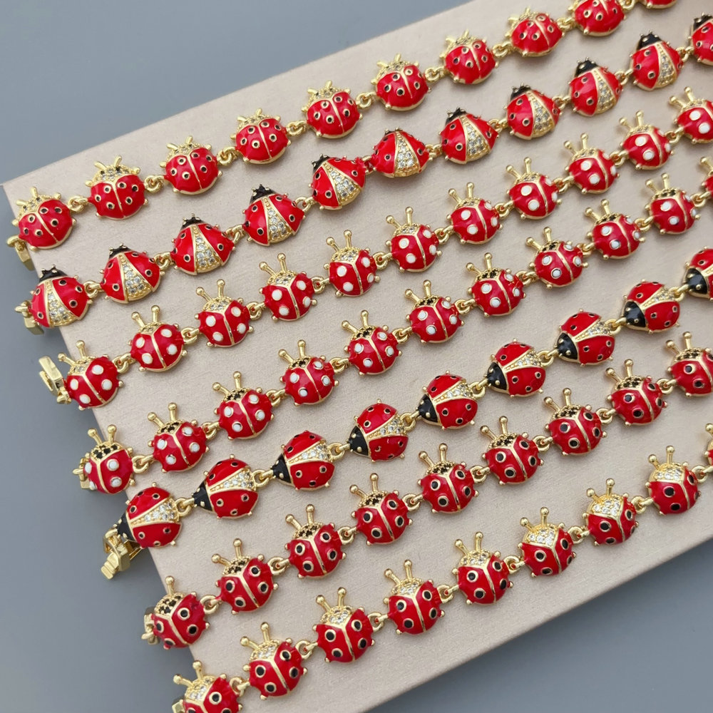 Red enamel ladybug bracelet