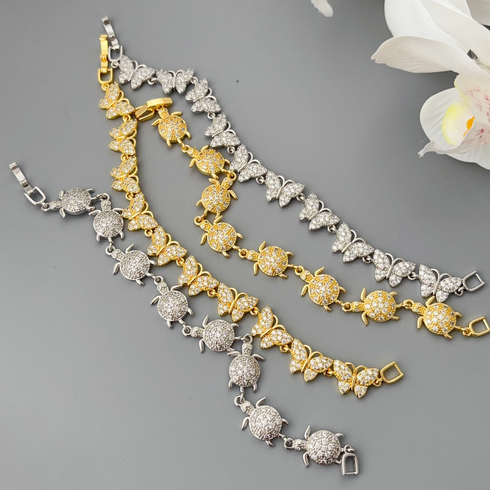 Pave turtle butterfly bracelet