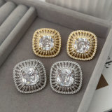 Pave zircon square earrings