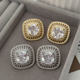 Pave zircon square earrings