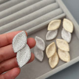 Pave zircon leaf earrings