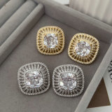 Pave zircon square earrings