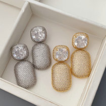 Pave zircon square earrings