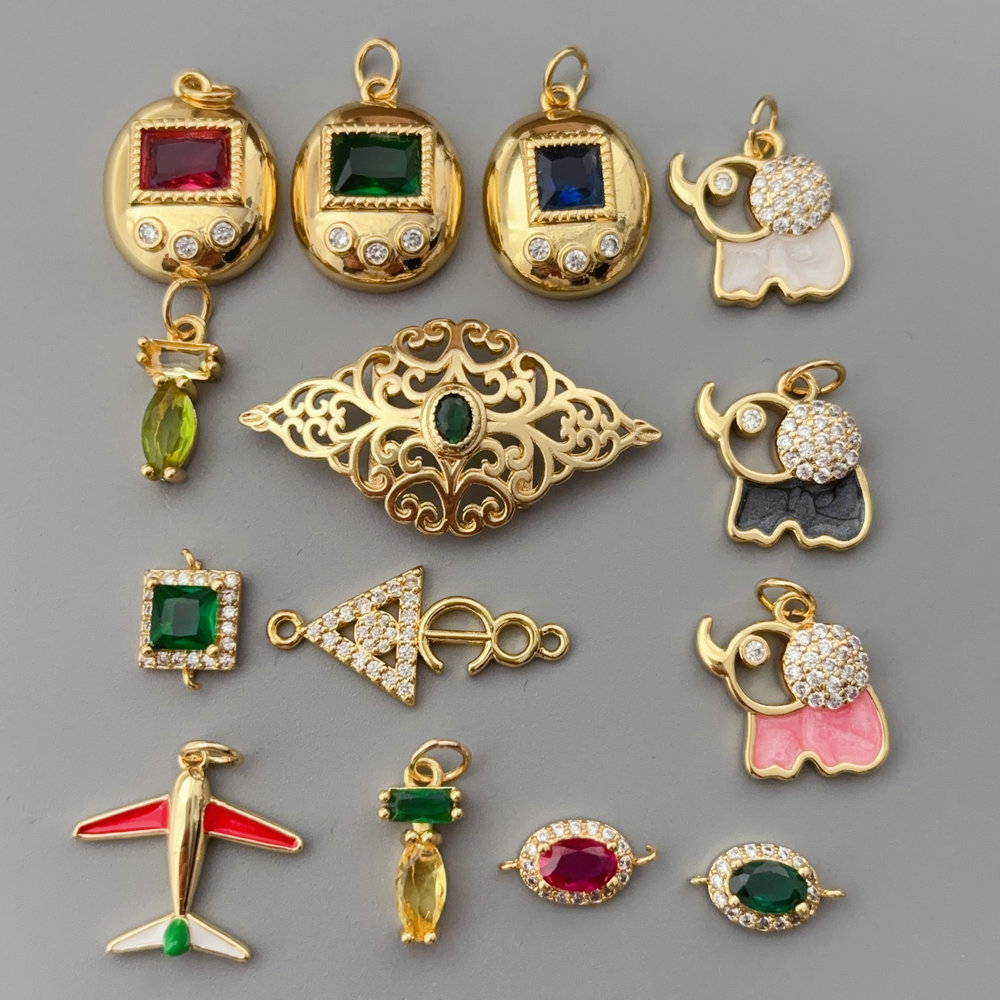 Pave square charm