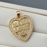 Pave heart love mama charm