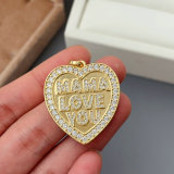 Pave heart love mama charm