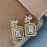 Pave zircon square earrings
