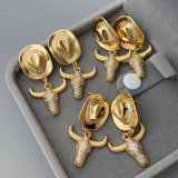 Pave zircon horn charm earrings