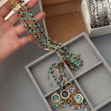 Long chain eye tassel necklace