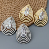 pave zircon fan shape earrings