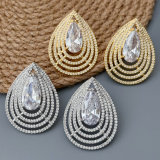pave zircon fan shape earrings