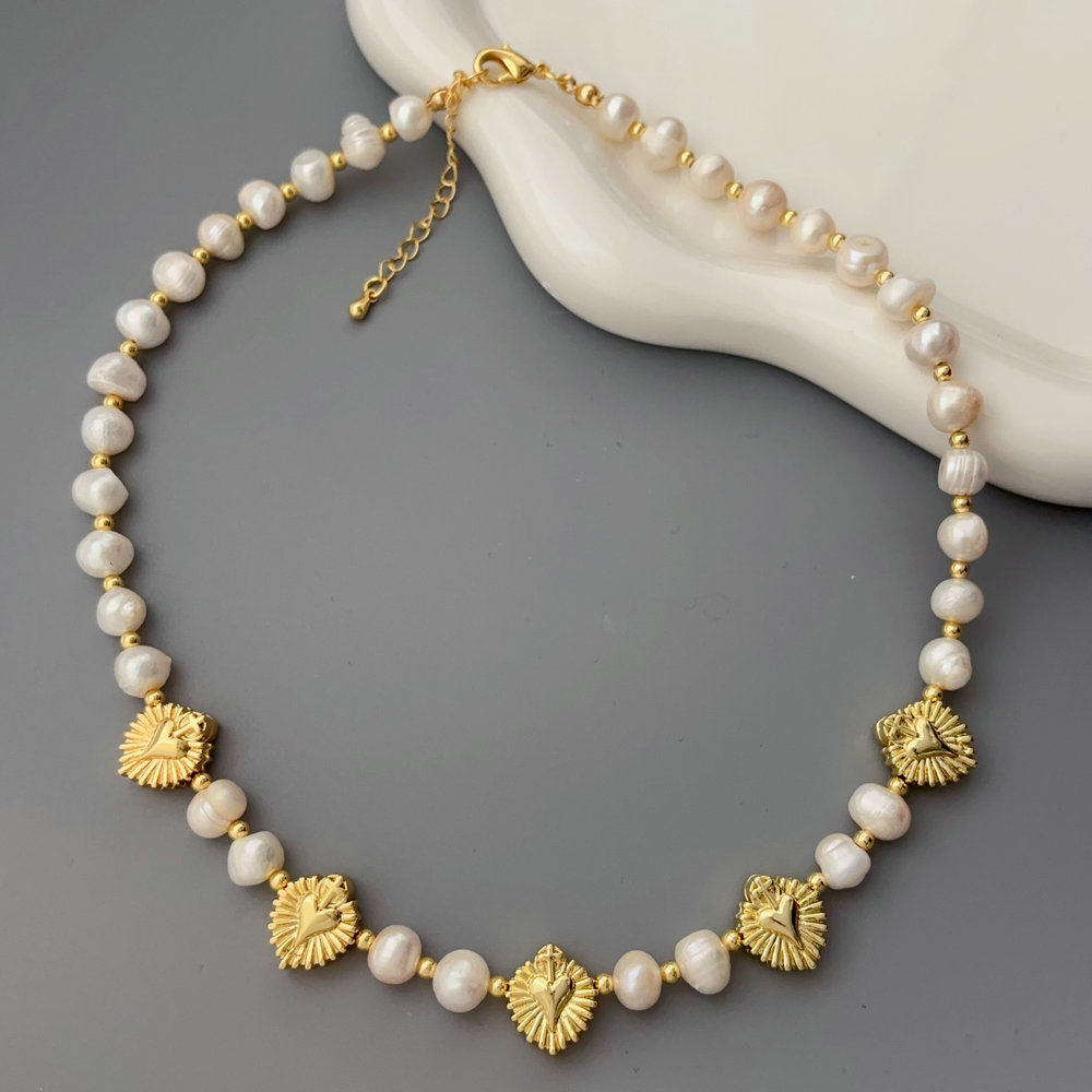 Heart fresh water pearl necklace