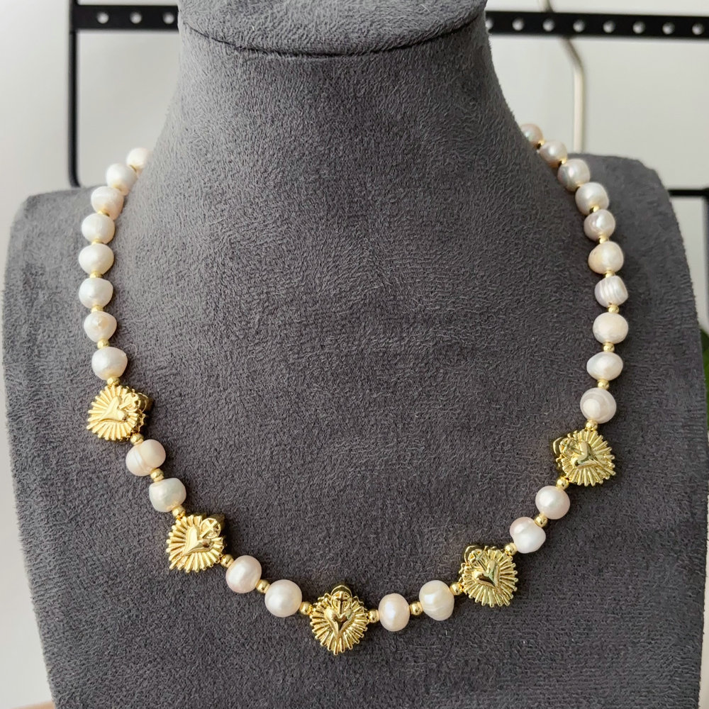 Heart fresh water pearl necklace