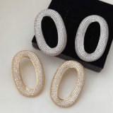 Pave zircon oval shape earrings
