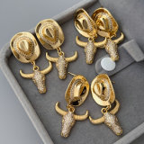 Pave zircon horn charm earrings