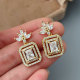 Pave zircon square earrings