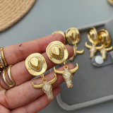 Pave zircon horn charm earrings