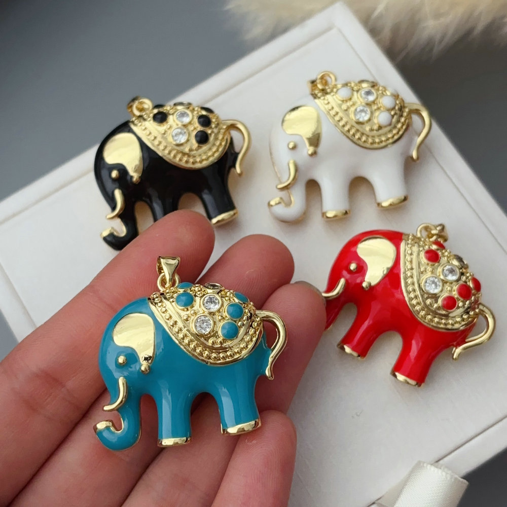 Enamel elephant pendant