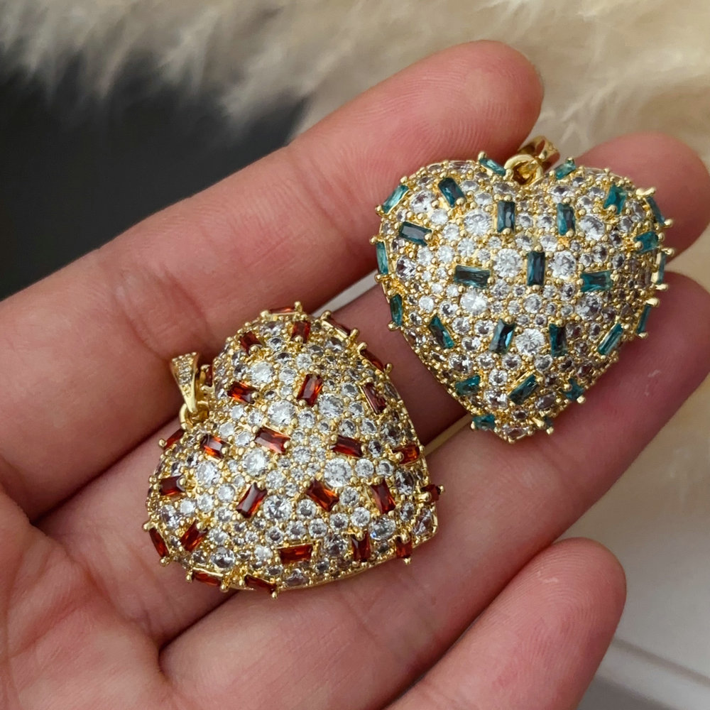 Pave zircon heart charm
