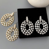 Pave zircon chunky oval earrings