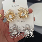 Pave zircon heart earrings