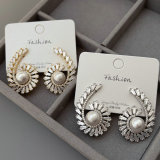 Pave zircon pearl earrings