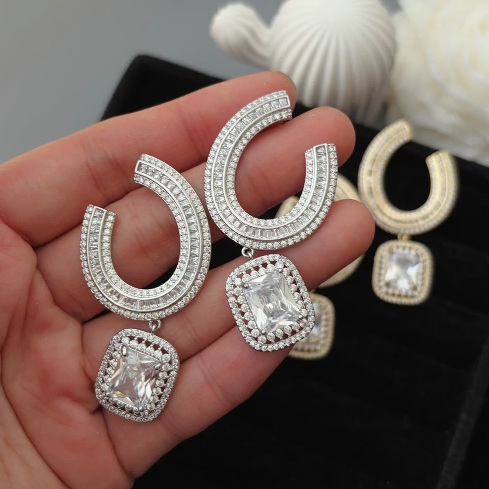 Pave zircon party earrings