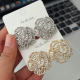 Pave zircon chunky flower earrings