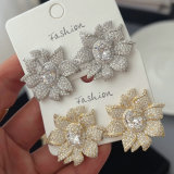 Pave zircon flower earrings