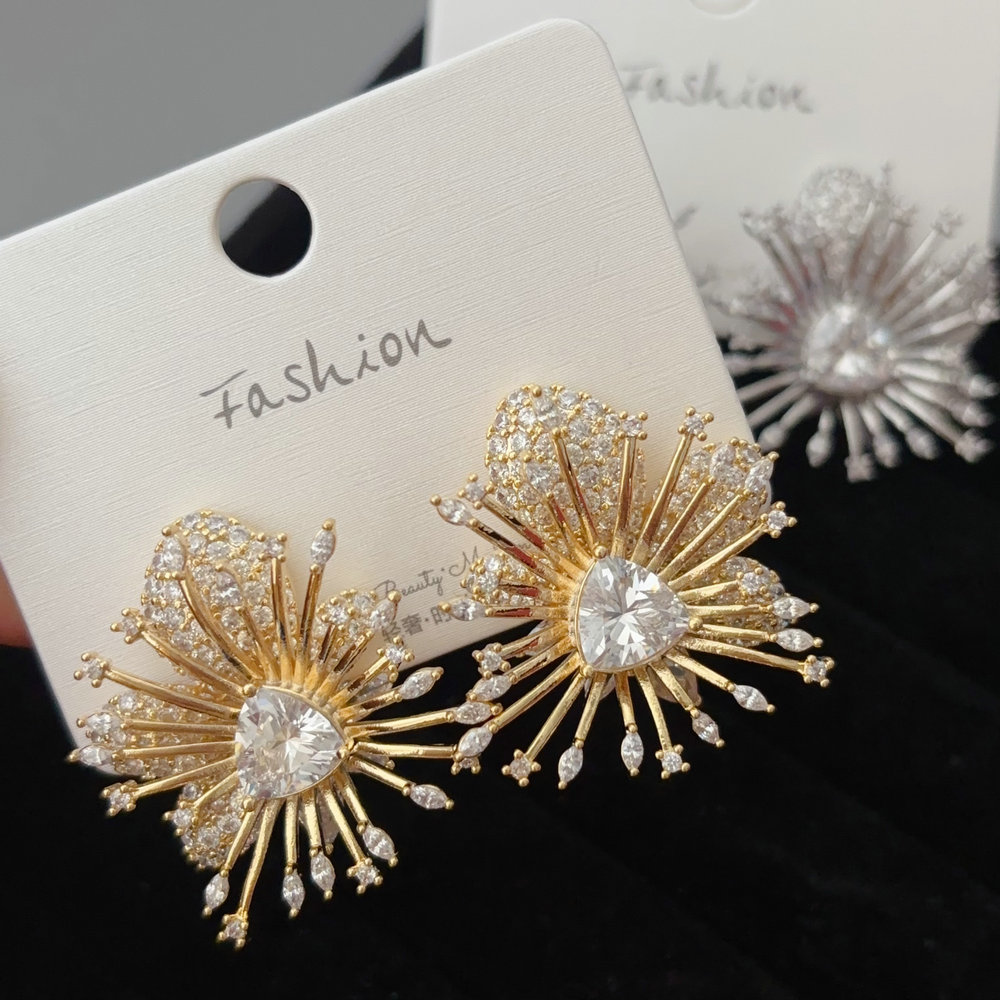 Pave zircon heart earrings