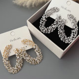 Pave zircon chunky flower earrings
