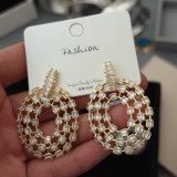 Pave zircon chunky oval earrings