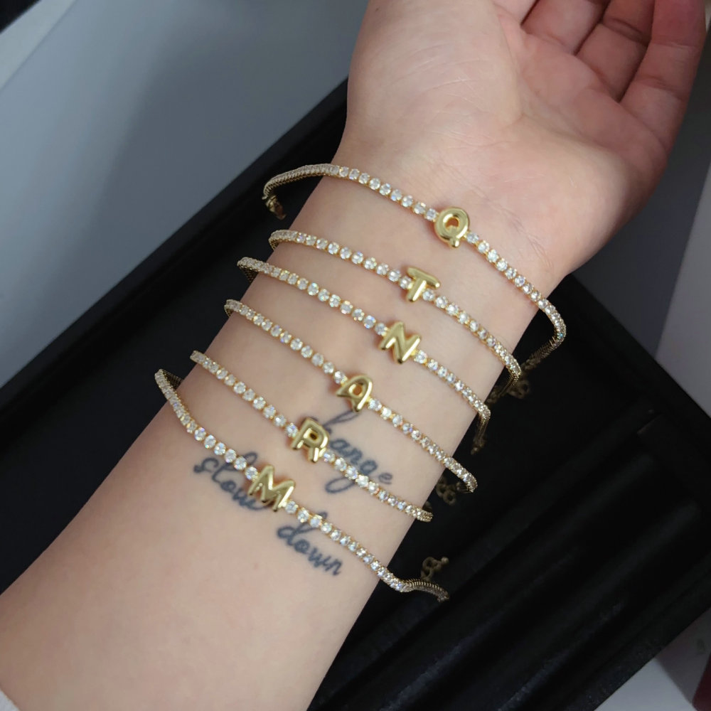 Letter tennis bracelet